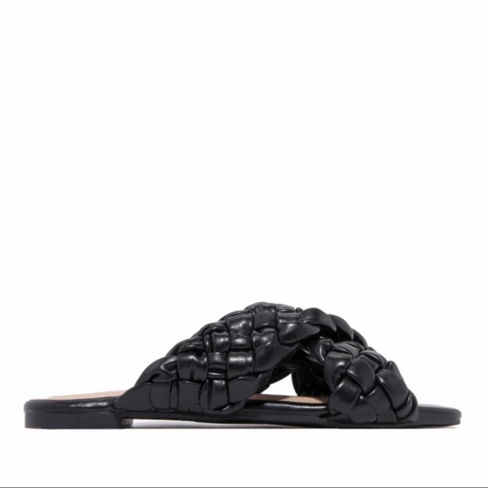 Black Braided Cross Over Sandal - Picture 3 of 6